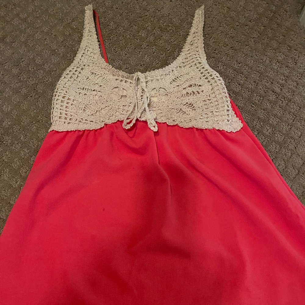 Small Coral and crochet top